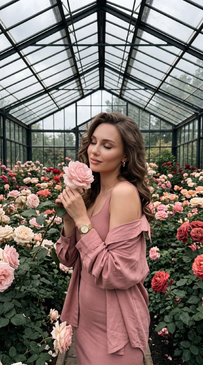Нежное фото в оранжерее