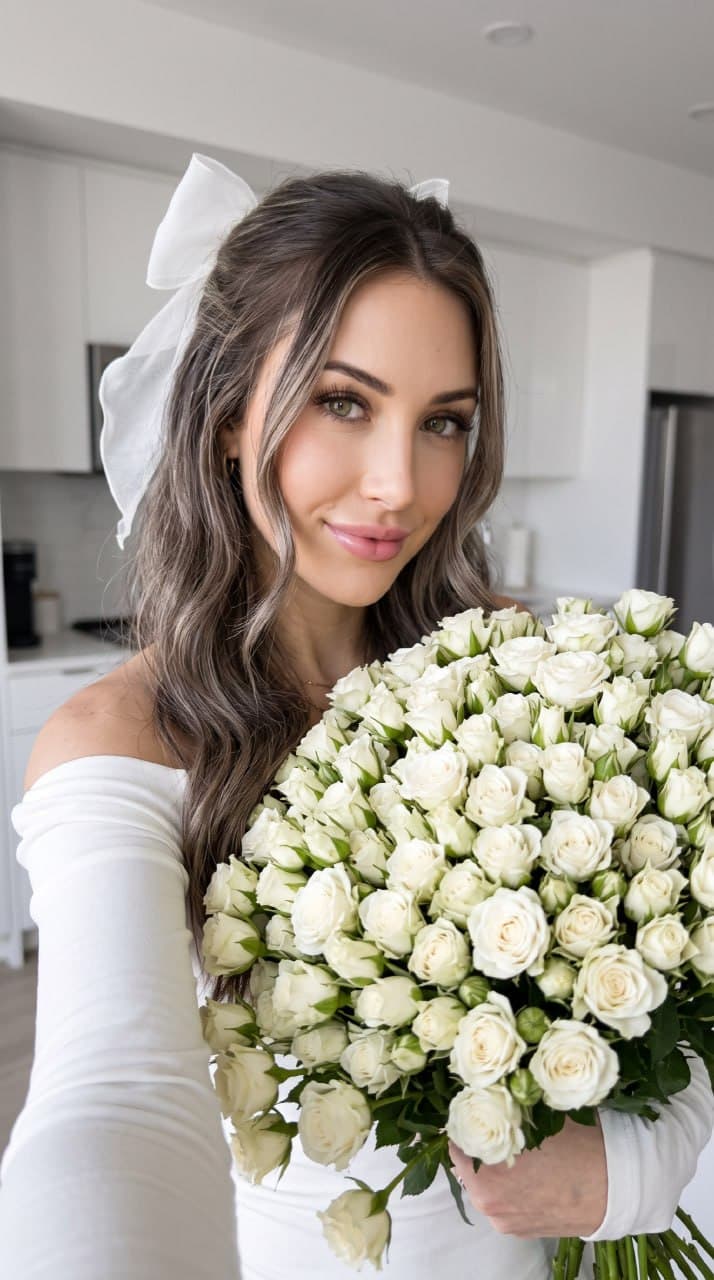 Нежное селфи с букетом
