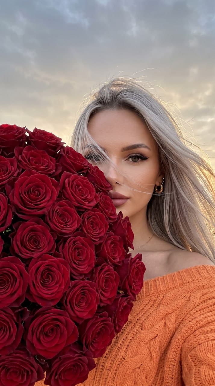 Селфи с букетом