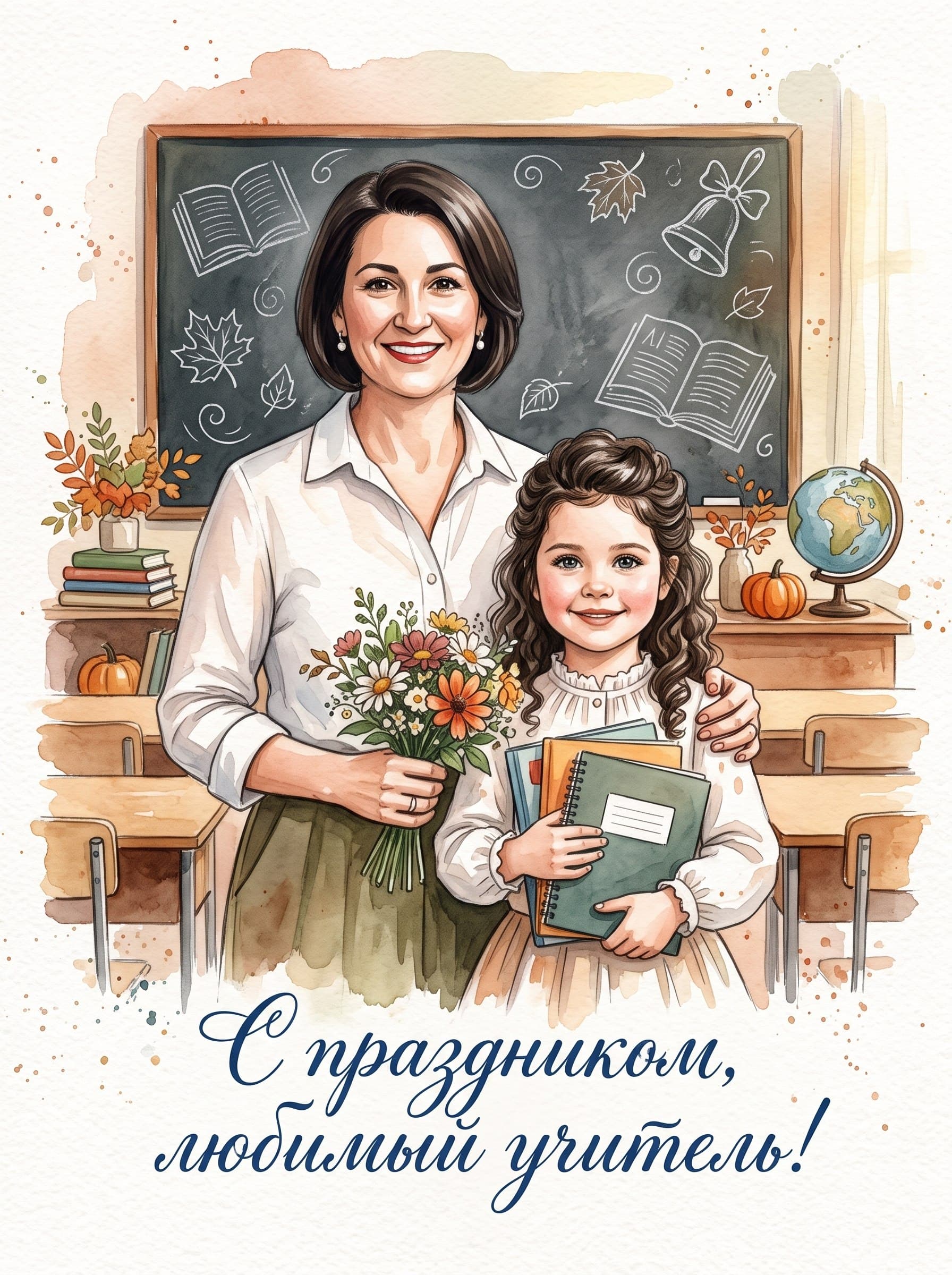 Открытка на День учителя для девочки