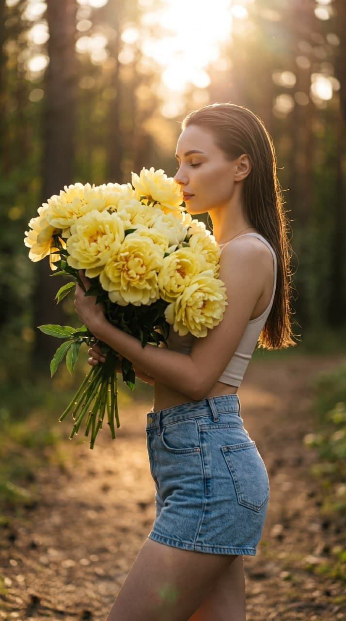 Снимок с желтыми пионами